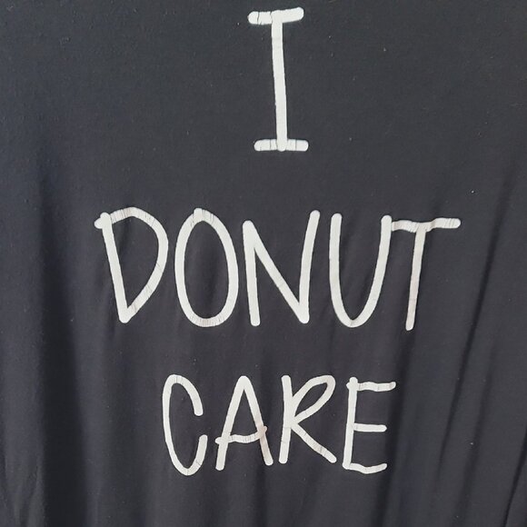 French Pastry Black Hoodie "I Donut Care" Lightweight Pullover With Drawstrings - Picture 7 of 9